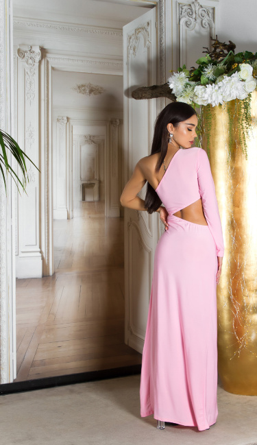 One-Arm Gala dress with cut outs Pink